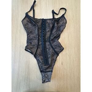 Shapellx Women's Lace Corset Bustier Ribbed Retro Top Size XS 2558